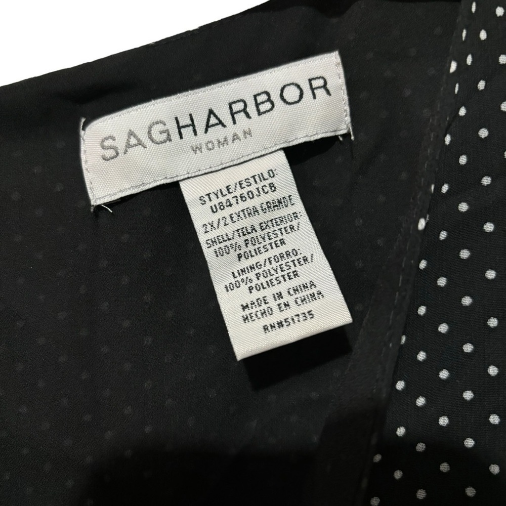 NWT Sag Harbor Blouse Polka Dot Sheer Ruffles V-neck Office Workwear Size 2X - Picture 4 of 14